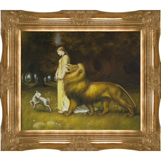 Una and the Lion with Victorian Gold Frame, 28" x 32"