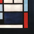 Composition with Large Red Plane, Yellow, Black, Gray and Blue with New Age Black Frame, 28.75" x 28.75"