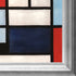 Composition with Large Red Plane, Yellow, Black, Gray and Blue with Athenian Silver Frame, 29" x 29"