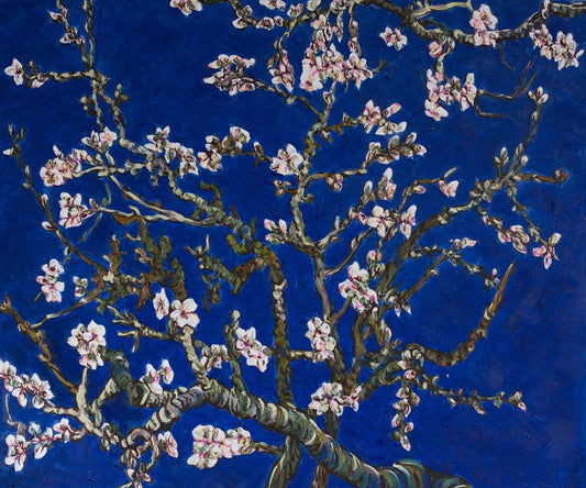 Branches of an Almond Tree in Blossom, Sapphire Blue