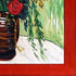 Vase with Daisies and Poppies with Stiletto Red Frame, 19.5" x 23.5"