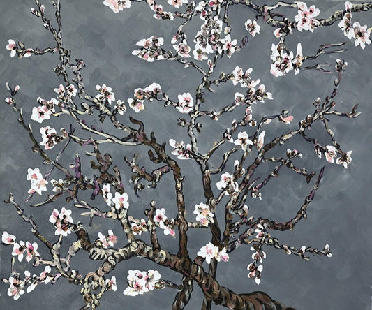 Branches of an Almond Tree in Blossom, Pearl Grey