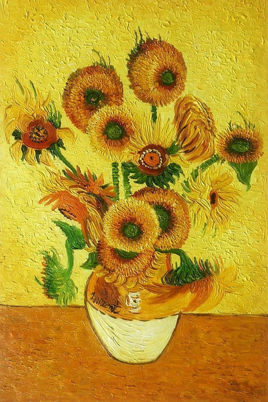 Vase with Fifteen Sunflowers