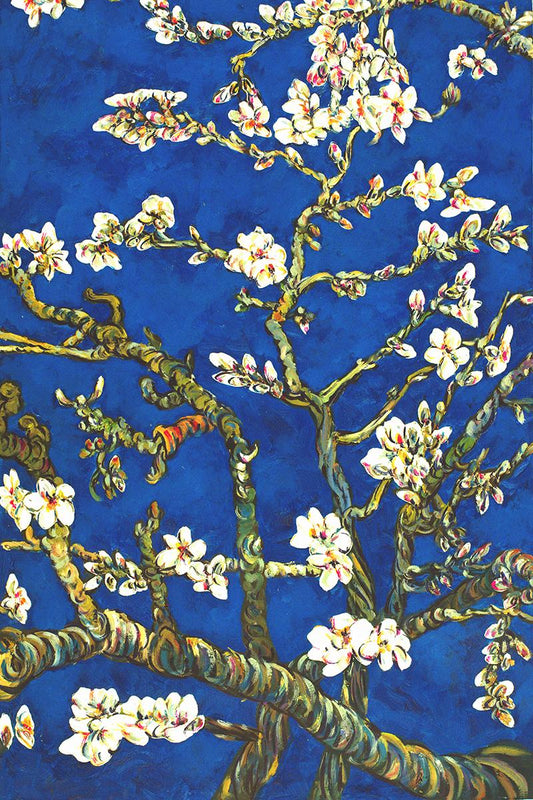 Branches Of An Almond Tree In Blossom, Sapphire Blue