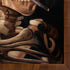 Skull of a Skeleton with Burning Cigarette with Panzano Olivewood Frame, 27" x 39"