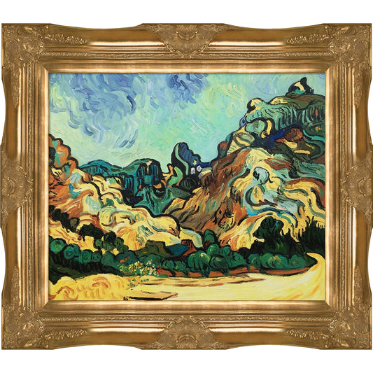 Mountains at St. Remy with Dark Cottage with Victorian Gold Frame, 28" x 32"